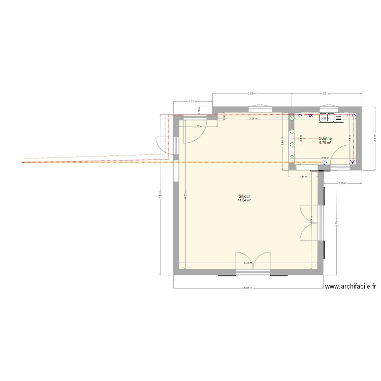 Electricite cuisine. Plan de 0 pièce et 0 m2