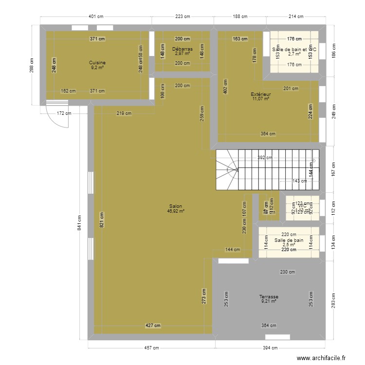 raie de chaussé. Plan de 8 pièces et 86 m2