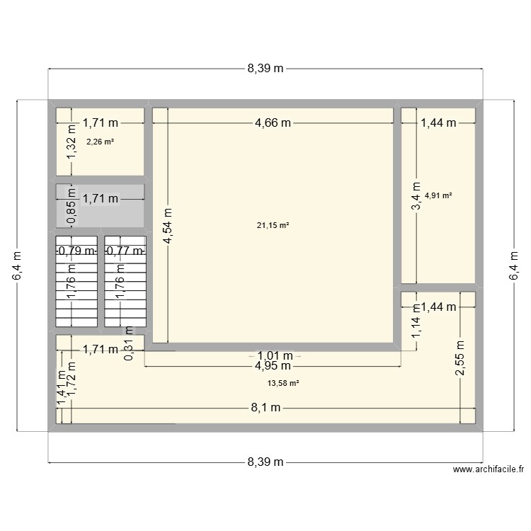 Laje 2 Andar. Plan de 7 pièces et 46 m2