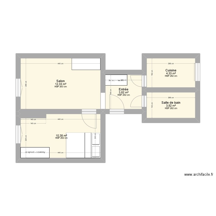 Appartement. Plan de 5 pièces et 35 m2