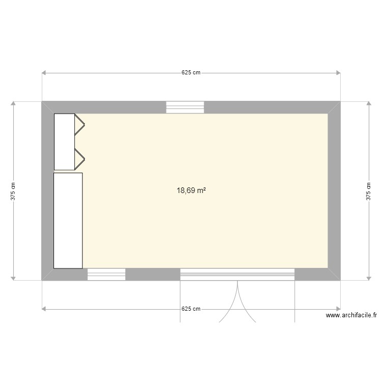 Cabanon Jardin - Plan 1 pièce 19 m2 dessiné par bcourault46