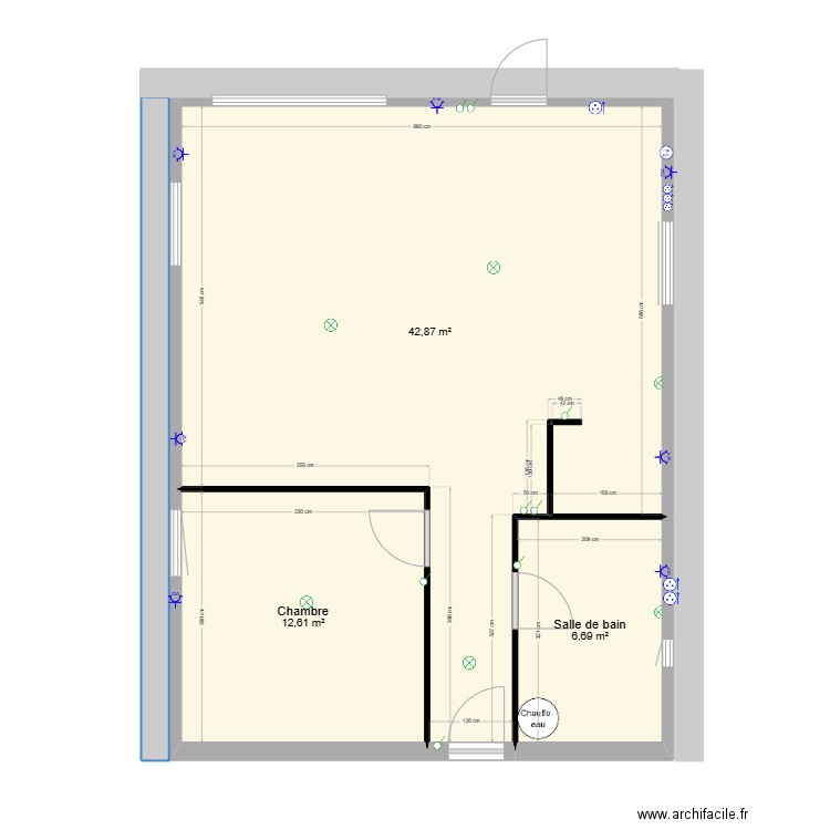 Bayles . Plan de 3 pièces et 62 m2