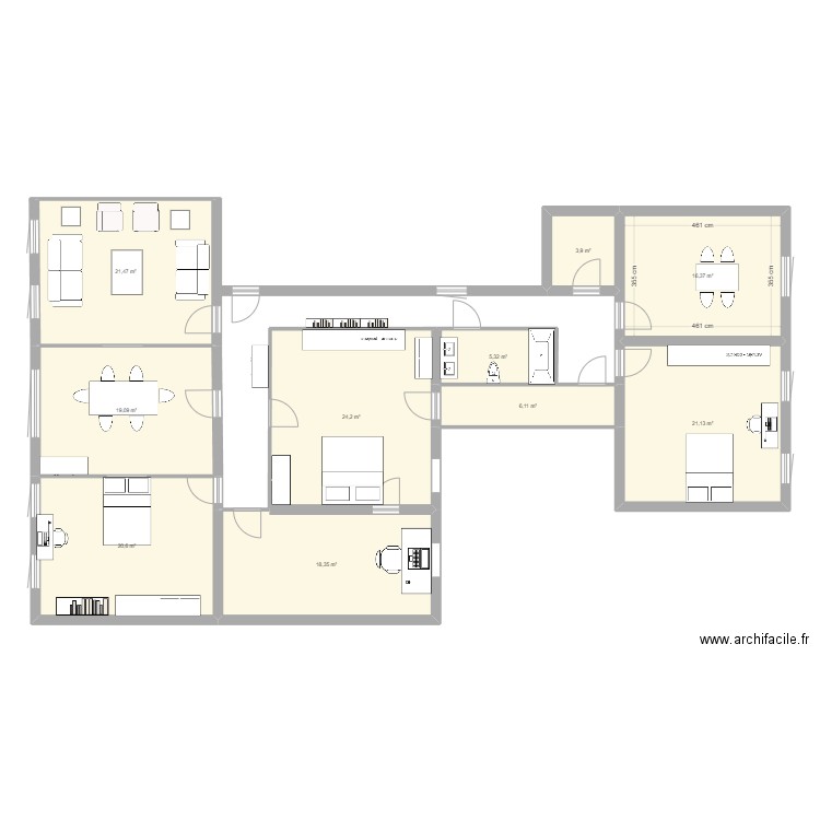 STBG V2. Plan de 10 pièces et 157 m2