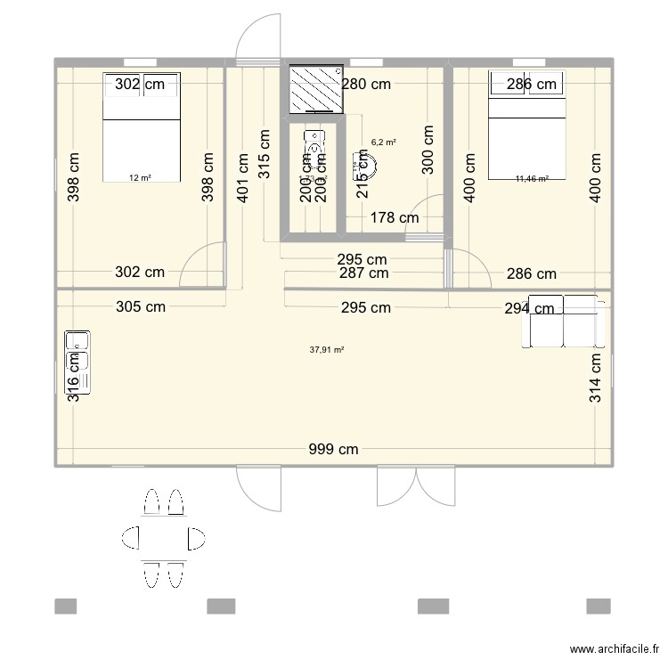 Plan lamentin. Plan de 5 pièces et 69 m2