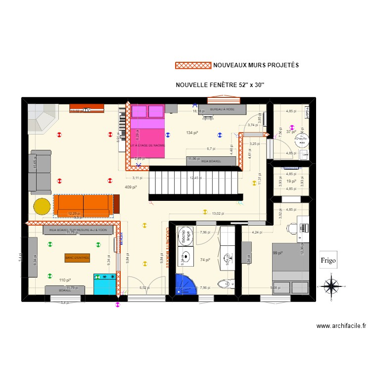 croquis Maison Toon - Sous-sol 1.13. Plan de 7 pièces et 82 m2