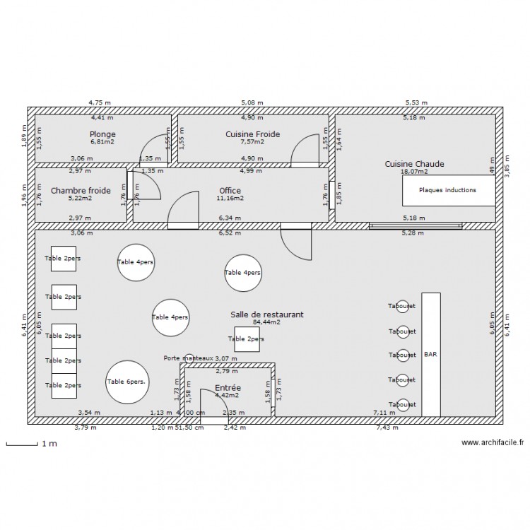 RESTAURANT 1 - Plan 7 pièces 138 m2 dessiné par ELEONZA