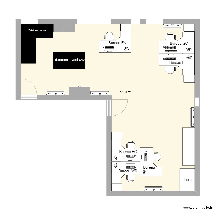 Carrier_Support_v2. Plan de 1 pièce et 62 m2