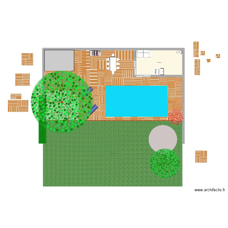 Aménagement piscine v1. Plan de 1 pièce et 19 m2