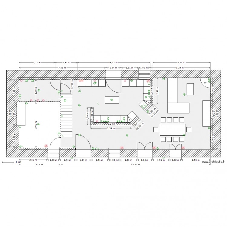 Rez de chaussee électricité. Plan de 0 pièce et 0 m2