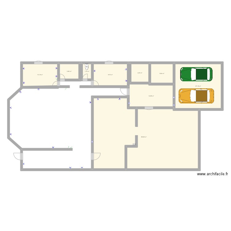 Maison. Plan de 9 pièces et 161 m2