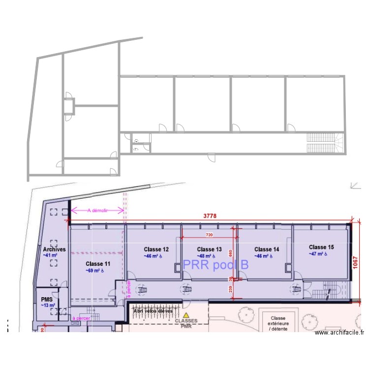 EFT BAT 1 ETAGE 1. Plan de 8 pièces et 307 m2