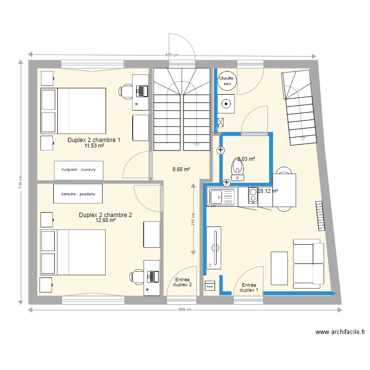 Plan duplex rez de chaussee. Plan de 0 pièce et 0 m2