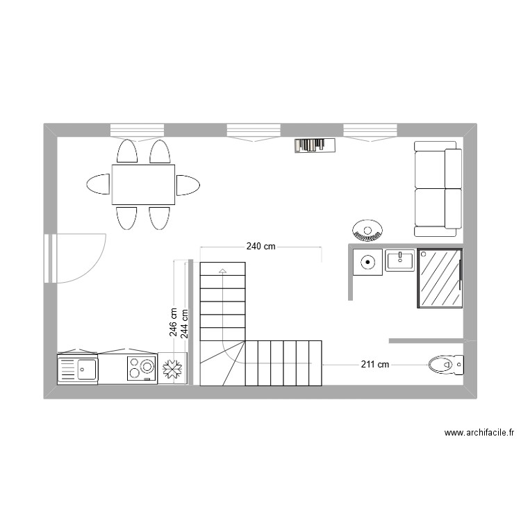 Lançon. Plan de 1 pièce et 40 m2