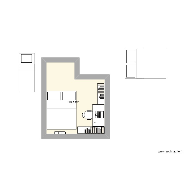 ma chambre 4. Plan de 1 pièce et 11 m2