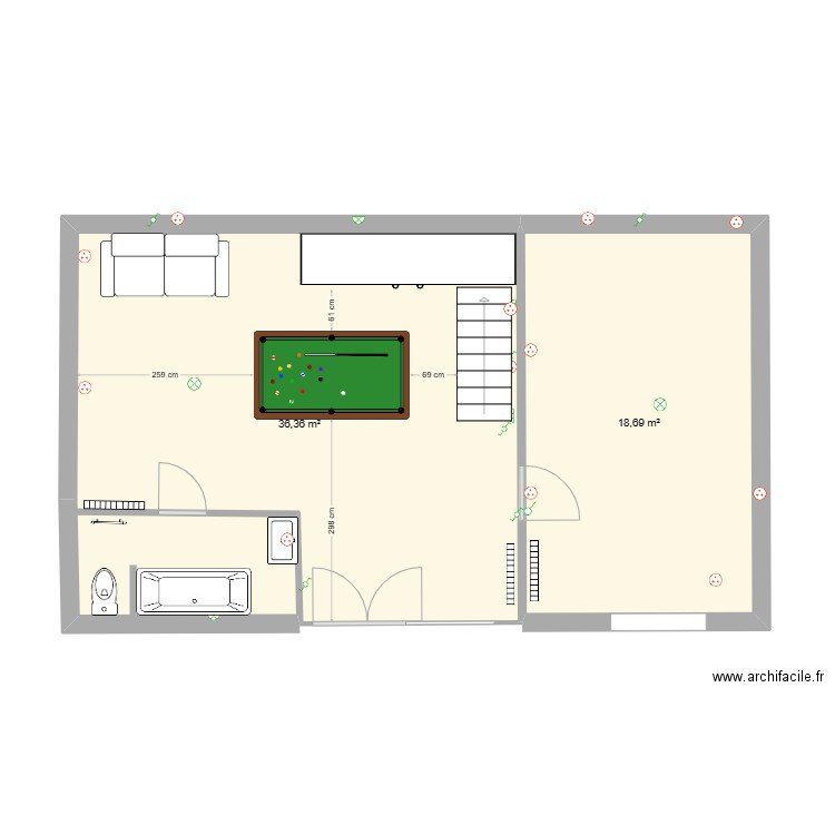 COURDI4. Plan de 5 pièces et 110 m2