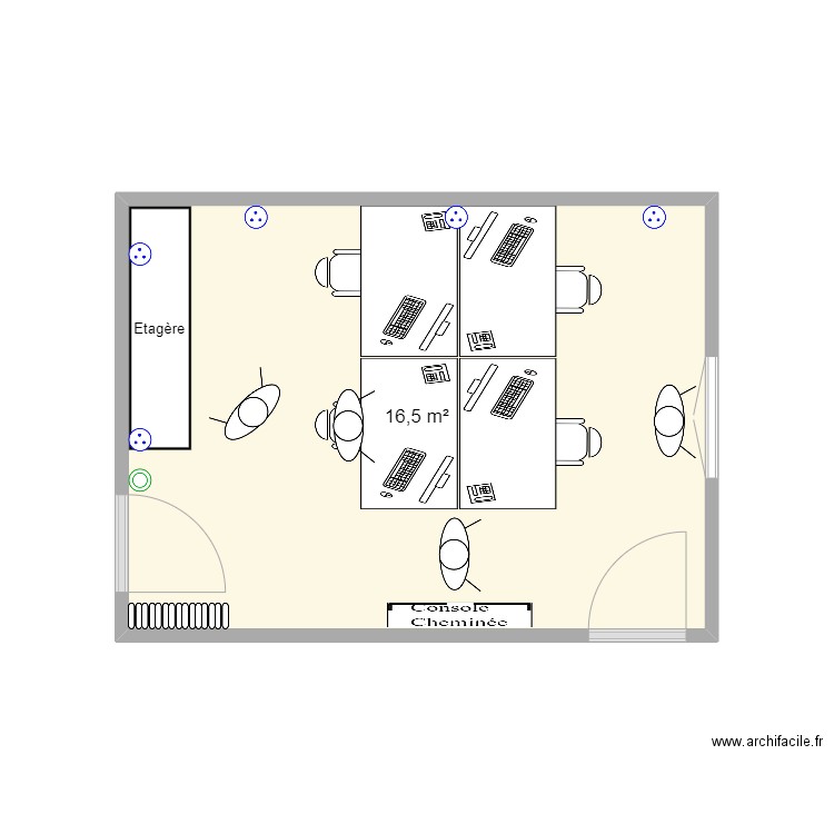 Bureau Place Royale Définitif. Plan de 1 pièce et 17 m2