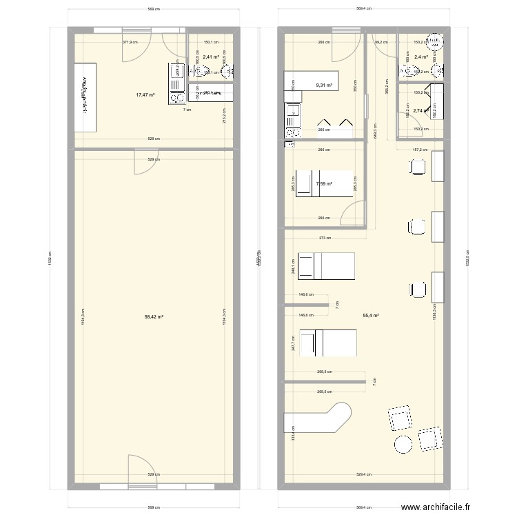 Plan Local. Plan de 8 pièces et 156 m2