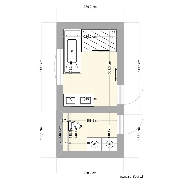 sdb2 - Plan 3 pièces 9 m2 dessiné par B...