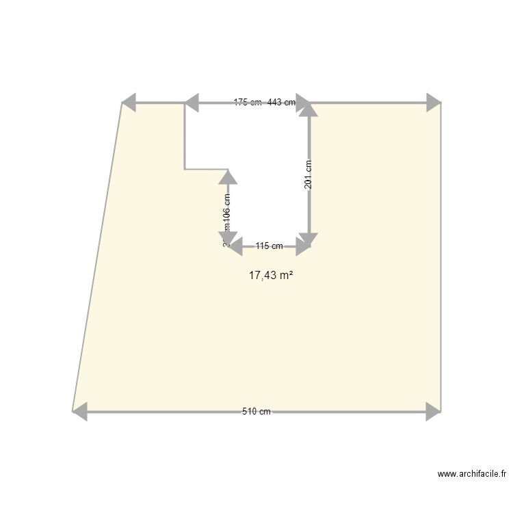 mezzanine. Plan de 1 pièce et 17 m2