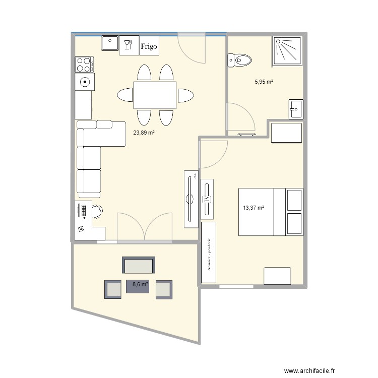 appart mouans. Plan de 4 pièces et 52 m2