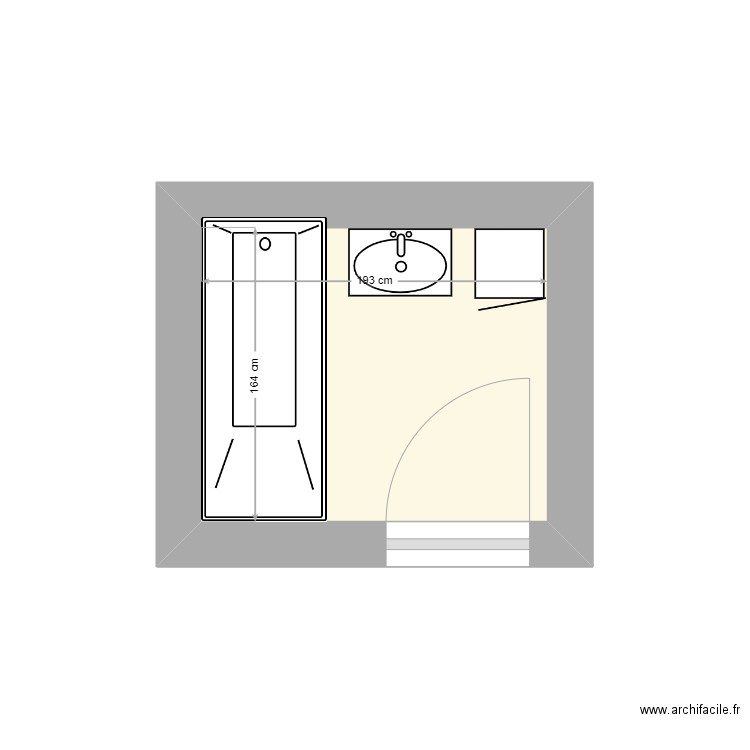 PLAZA Enzo salle de bain actuelle. Plan de 1 pièce et 3 m2