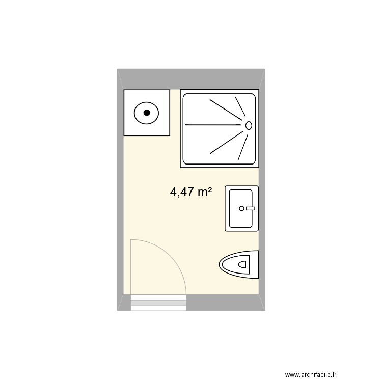 sdb. Plan de 1 pièce et 4 m2