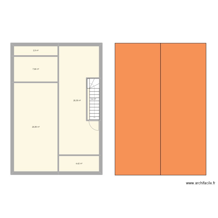 Combles aménagés M Morelli Hussigny Gobrange. Plan de 6 pièces et 72 m2