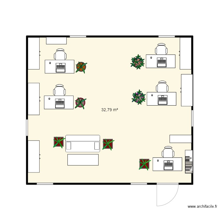 Triangle Plan avec ergonomie . Plan de 1 pièce et 33 m2