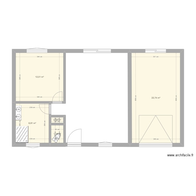 Plan 1 maison 5. Plan de 5 pièces et 43 m2