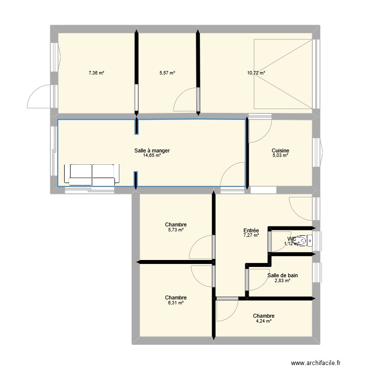 CELIK. Plan de 11 pièces et 71 m2