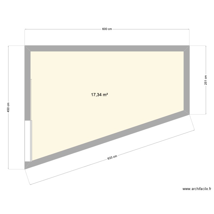 local encombrants. Plan de 1 pièce et 17 m2