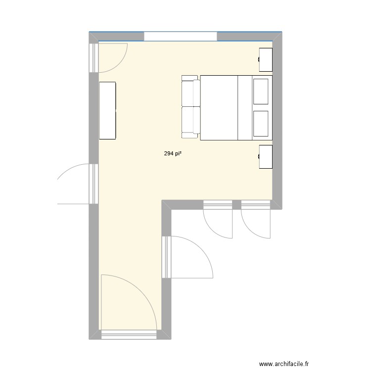 Chambre des maîtres. Plan de 1 pièce et 27 m2