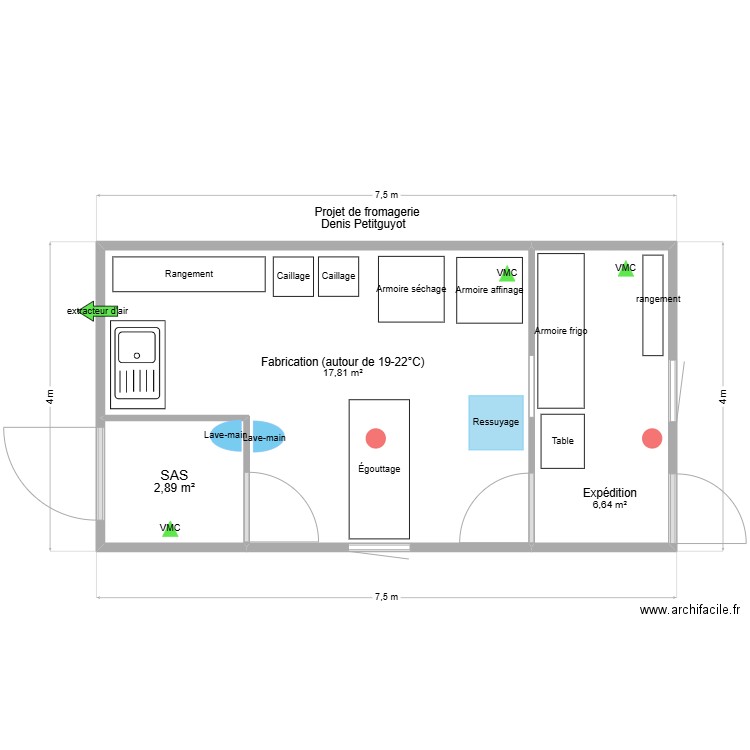 Denis Petitguyot. Plan de 3 pièces et 27 m2