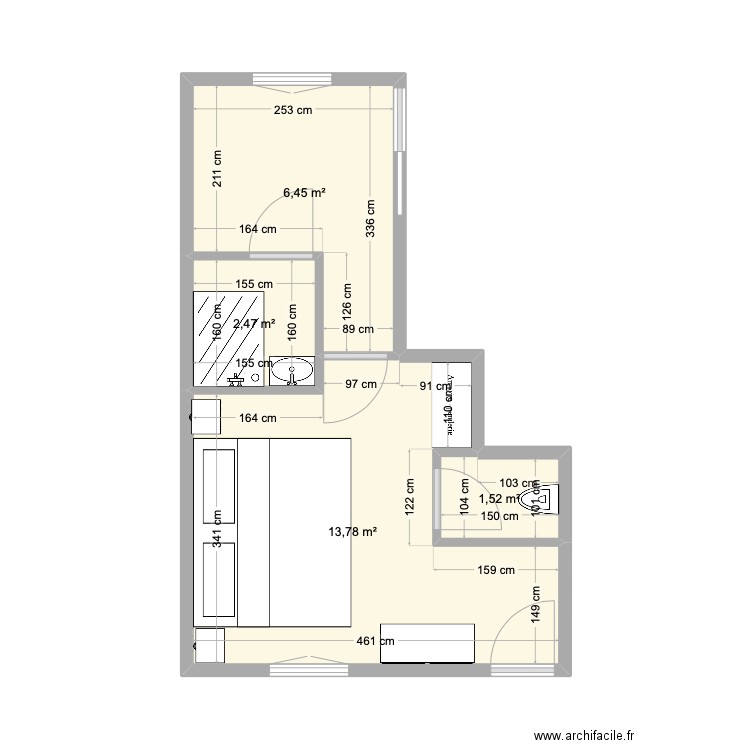 plan Roch. Plan de 4 pièces et 24 m2