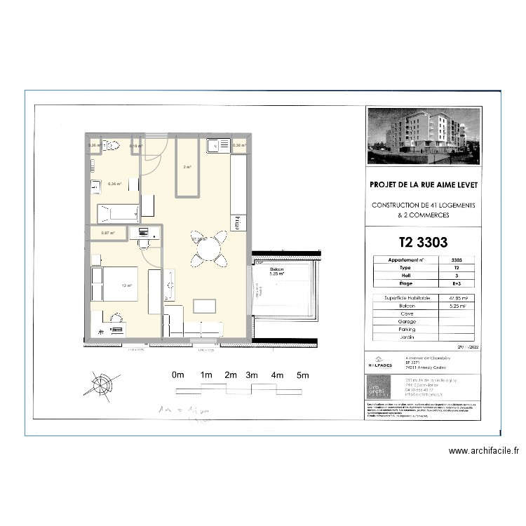 levet. Plan de 8 pièces et 49 m2