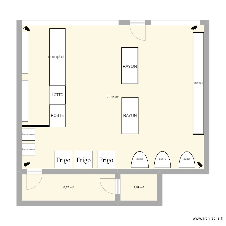 TFE. Plan de 3 pièces et 80 m2