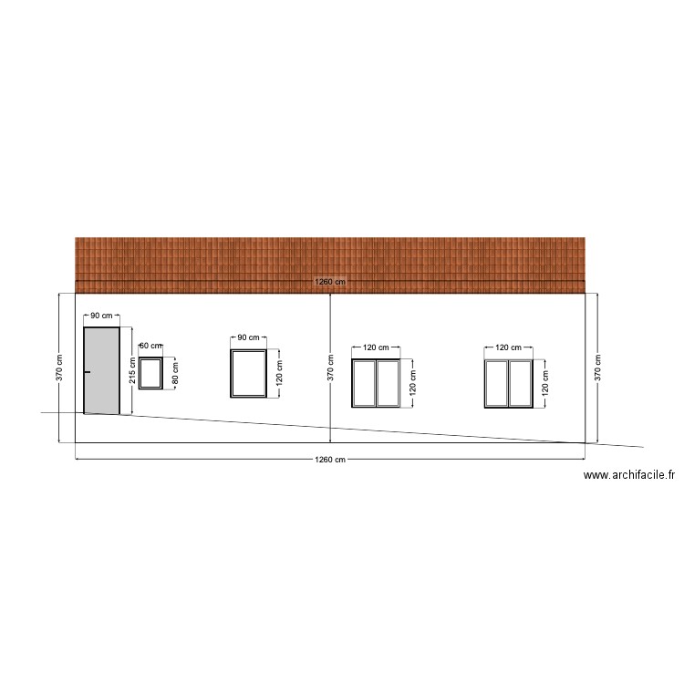 facade sud ouest projet. Plan de 0 pièce et 0 m2