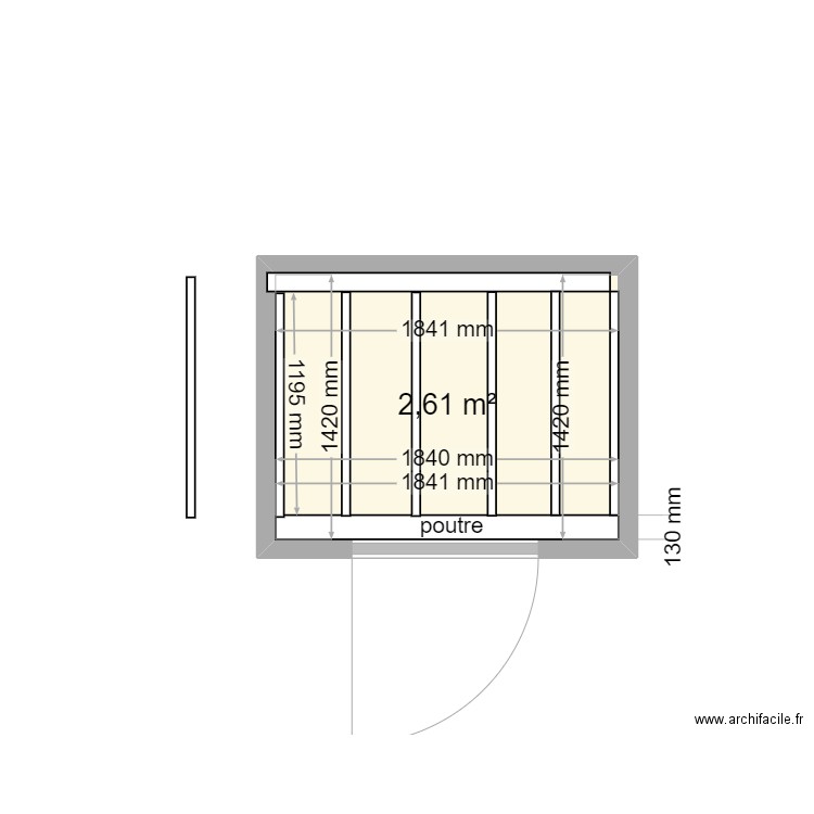 dressing chambre enfants. Plan de 1 pièce et 3 m2