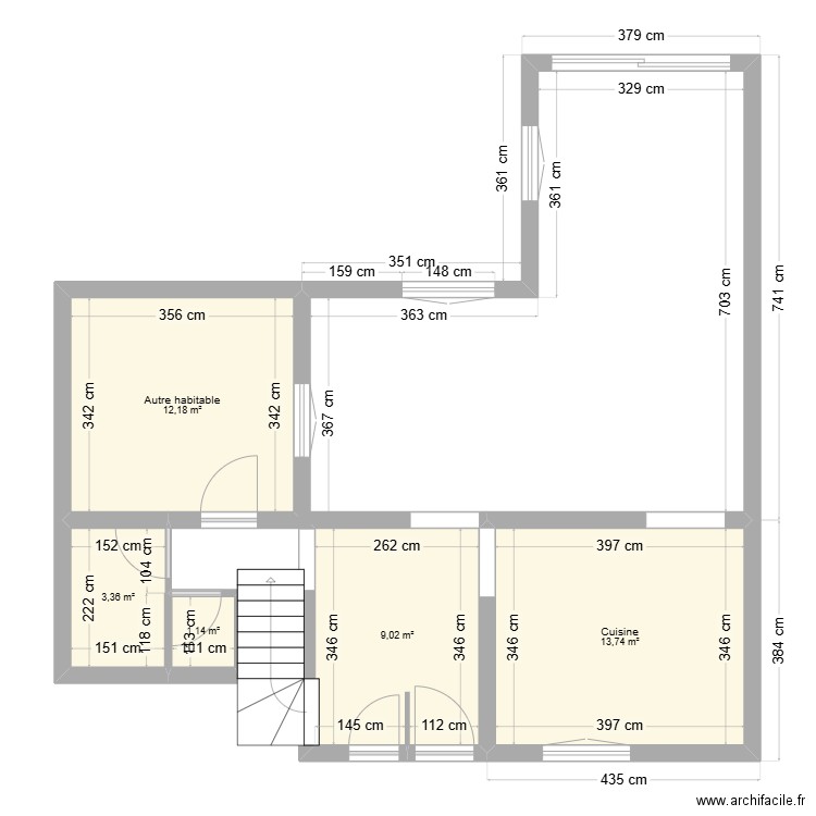 projet centre de soins. Plan de 5 pièces et 39 m2