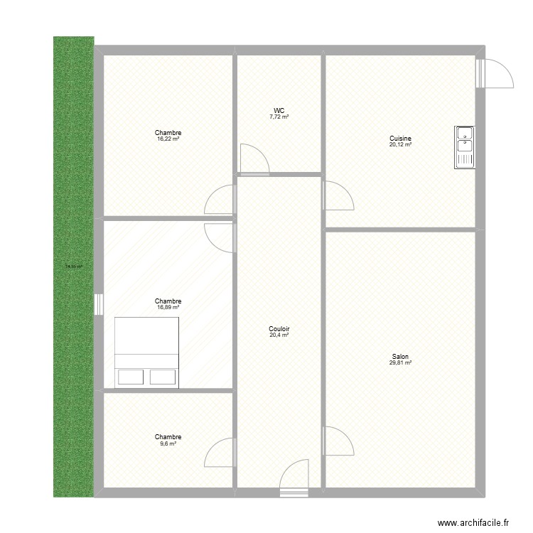 CHEZ LE R. Plan de 7 pièces et 121 m2