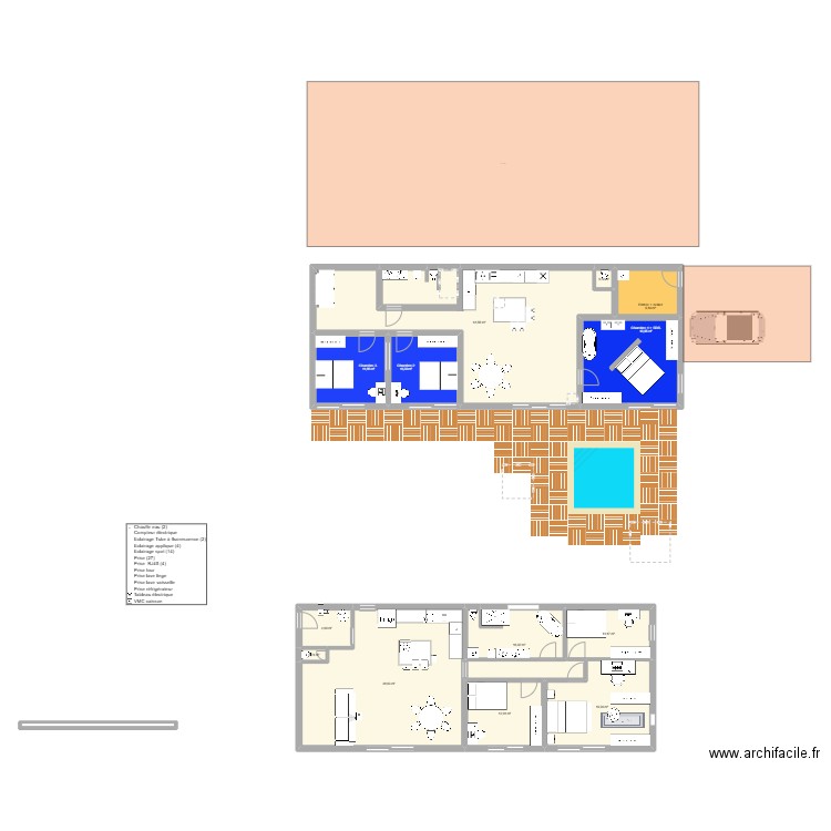 Maison n°2. Plan de 13 pièces et 226 m2