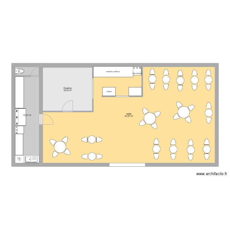 plan cellule . Plan de 3 pièces et 120 m2