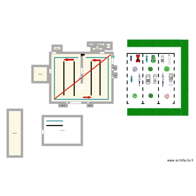 plan du magasin. Plan de 12 pièces et 77 m2