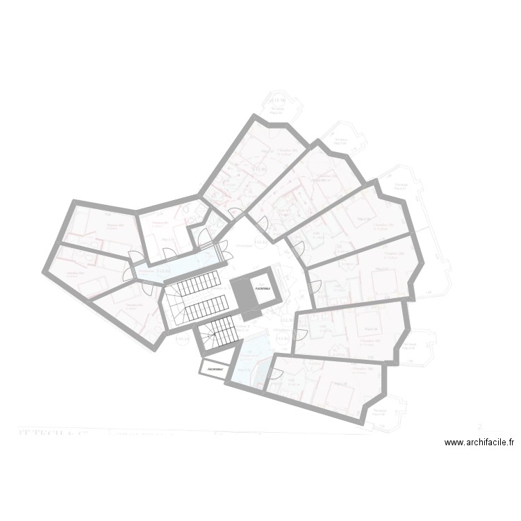 ROB R+1. Plan de 12 pièces et 135 m2