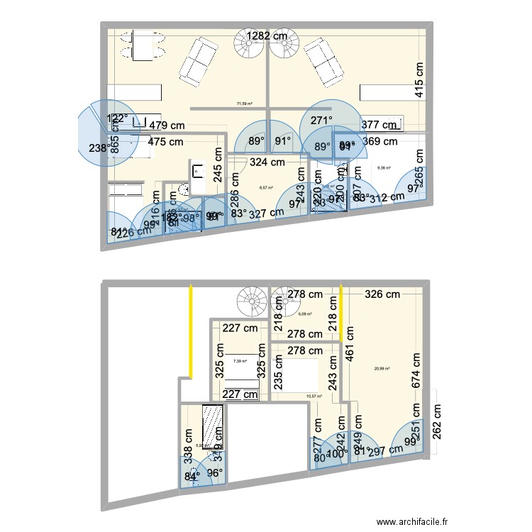 Charteux. Plan de 11 pièces et 147 m2