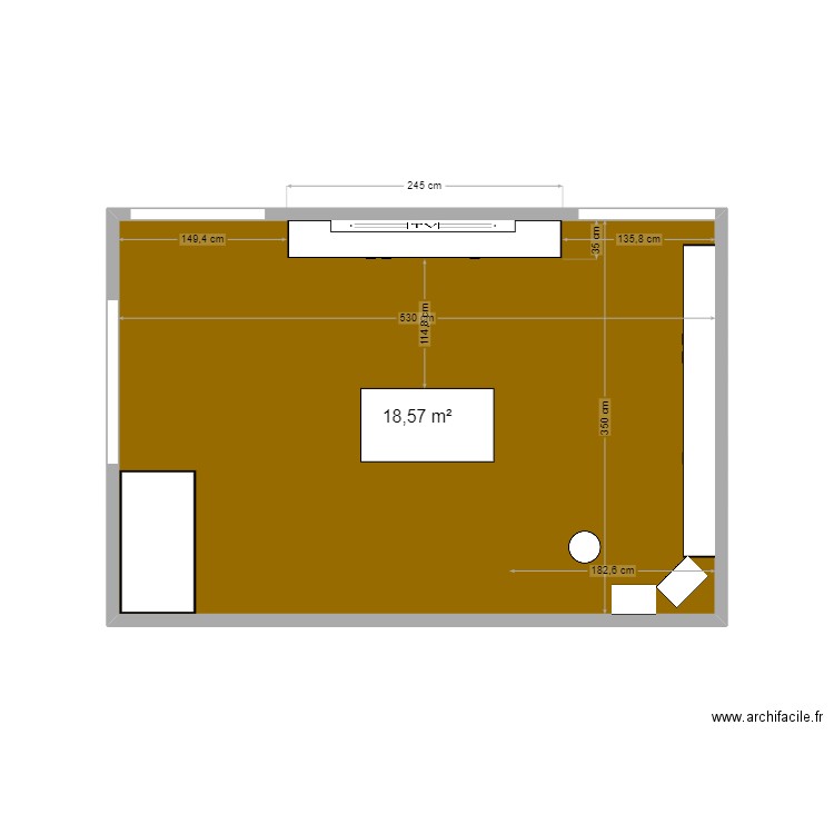 salon. Plan de 1 pièce et 19 m2