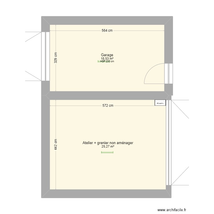 Studio Flo. Plan de 2 pièces et 44 m2