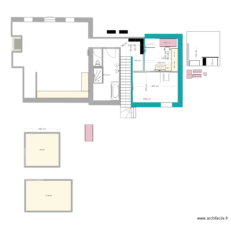 1er étage bis1. Plan de 3 pièces et 31 m2