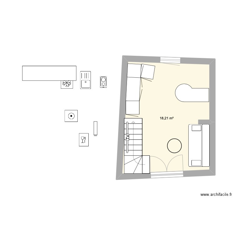 T2 Veyrignac. Plan de 3 pièces et 39 m2