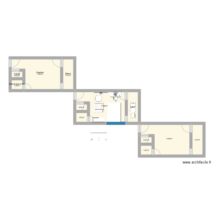 My house 1. Plan de 12 pièces et 50 m2